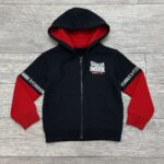 Sweat garçon à capuche noir et rouge imprimé "INSIDE" - Image 3