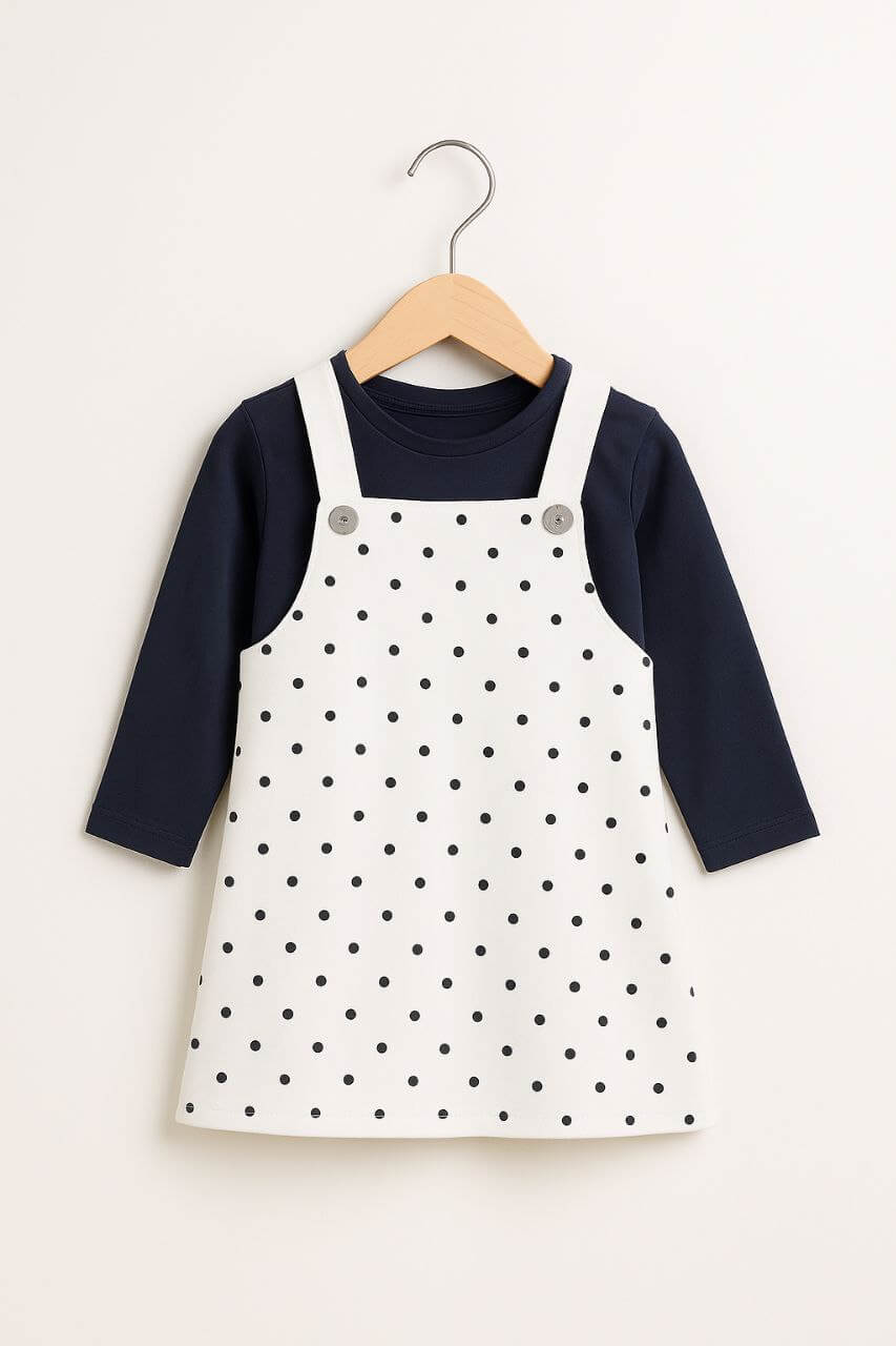 IMAGE 2025-07-21 21:29:20 Ensemble robe salopette à pois et t-shirt manches longues fille - Image 1