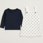 Ensemble robe salopette à pois et t-shirt manches longues fille - Image 3