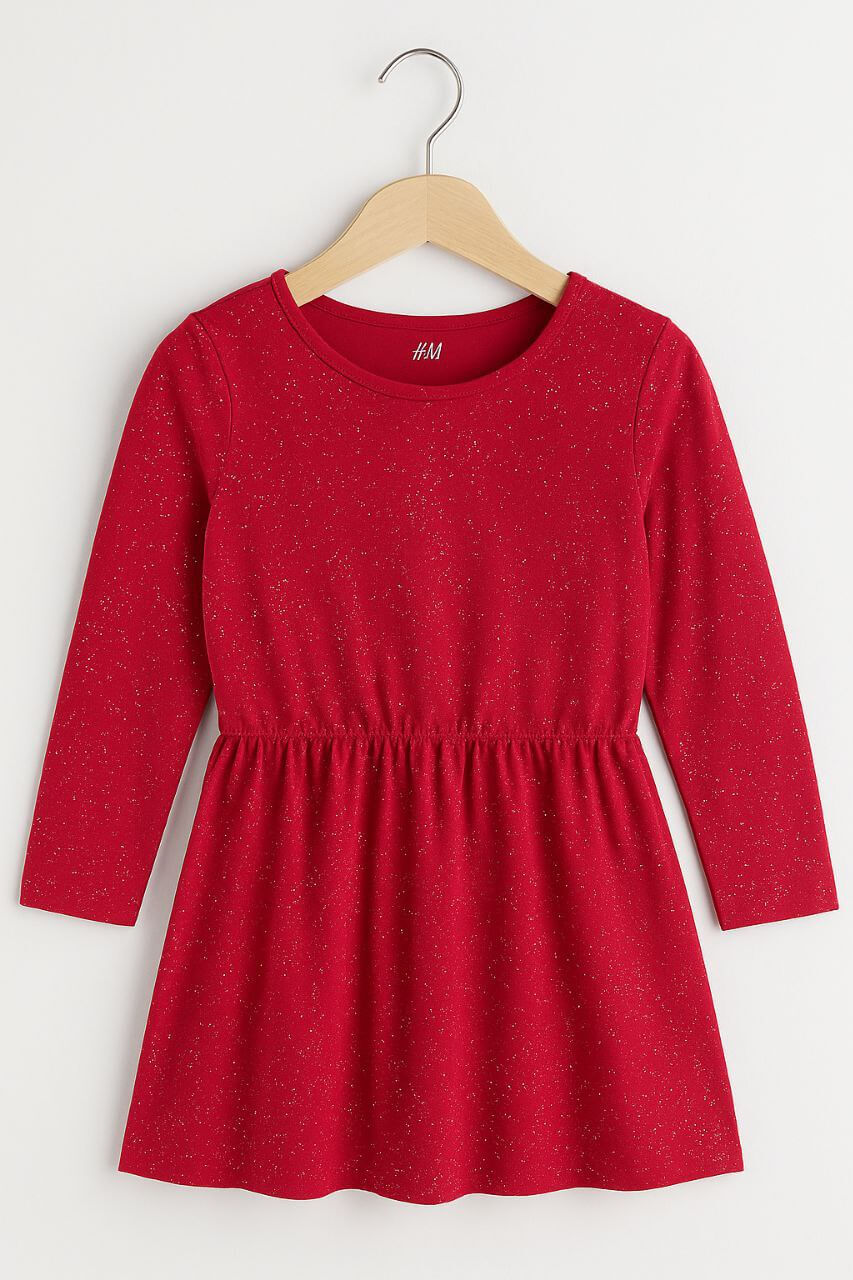 IMAGE 2025-07-21 21:38:39 Robe fille H&M – Rouge à manches longues - Image 1