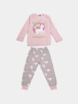 Pyjama chaud fille "Unicorn & Rembo" – Rose & Gris – Pepco
