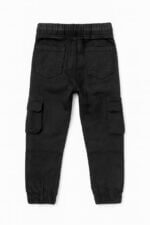 Pantalon cargo garçon noir avec cordon et poches latérales - Image 2