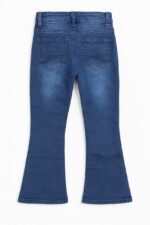 Pantalon jean fille évasé – Bleu foncé et bleu clair - Image 3