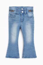 Pantalon jean fille évasé – Bleu foncé et bleu clair - Image 2