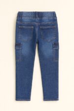 Pantalon jean cargo garçon – taille élastique avec cordon - Image 2