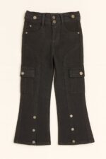 Pantalon cargo fille en jean – Bleu et Noir - Image 2