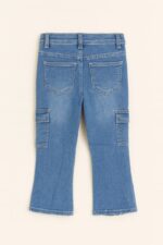 Pantalon cargo fille en jean – Bleu et Noir - Image 3