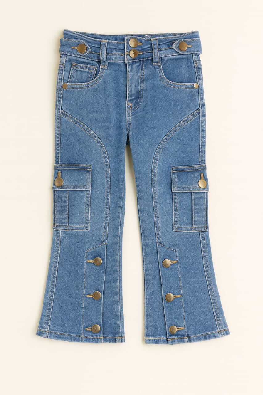 IMG-20250823-WA0063 Pantalon cargo fille en jean – Bleu et Noir - Image 1