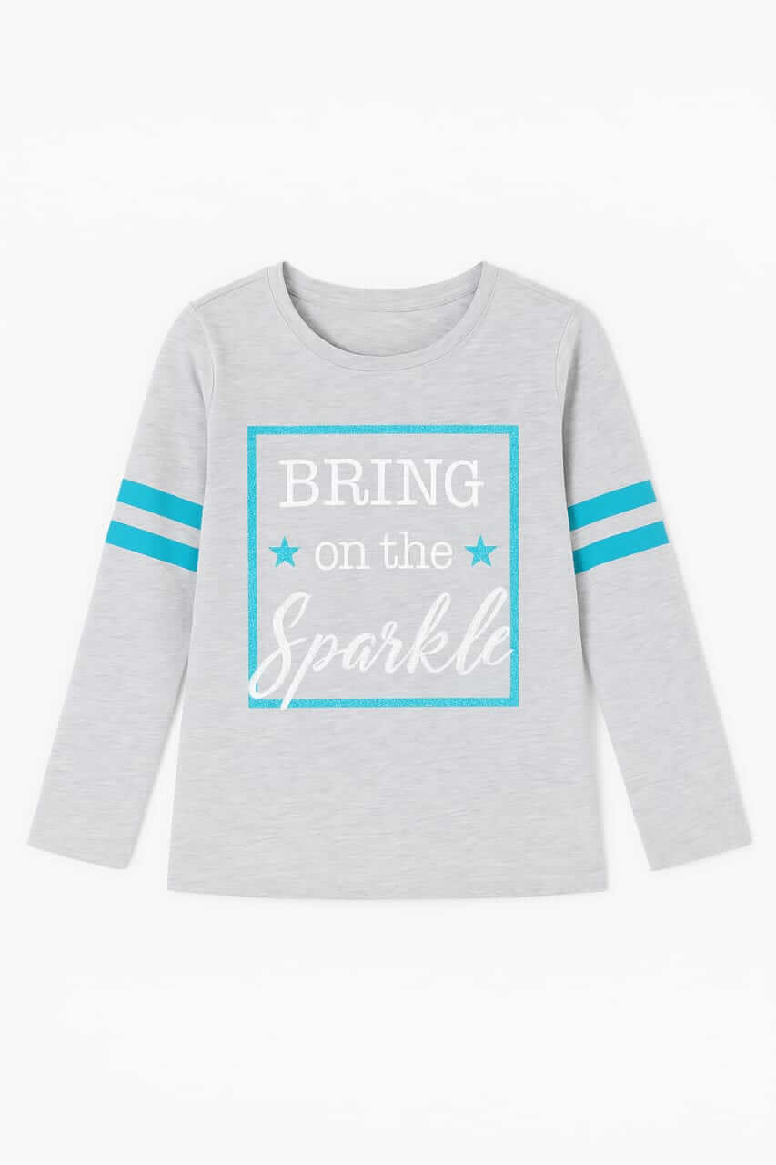 IMG-20250828-WA0002 T-shirt fille manches longues gris imprimé "Bring on the Sparkle" - Image 1