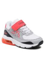 Baskets garçon Kappa à scratch – Blanc, gris et orange - Image 2