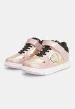 Baskets fille à scratch – Rose pailleté avec cœur - Image 2