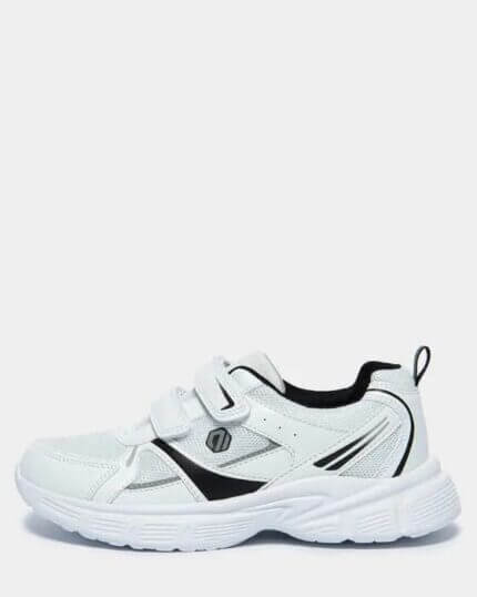 Baskets garçon à scratch – Blanches et confortables