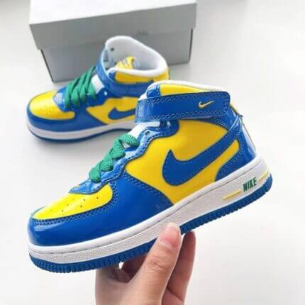 Nike Air Force garçon montantes jaune et bleu