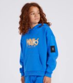 Sweat à capuche garçon MOOKS bleu logo jaune - Image 2