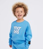 Sweat garçon bleu Mooks logo brodé - Image 2