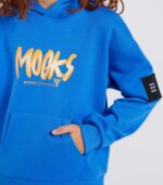 Sweat à capuche garçon MOOKS bleu logo jaune - Image 3