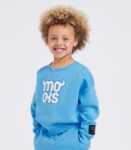 Sweat garçon bleu Mooks logo brodé