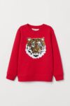 Sweatshirt garçon tigre – Sequins réversibles rouge
