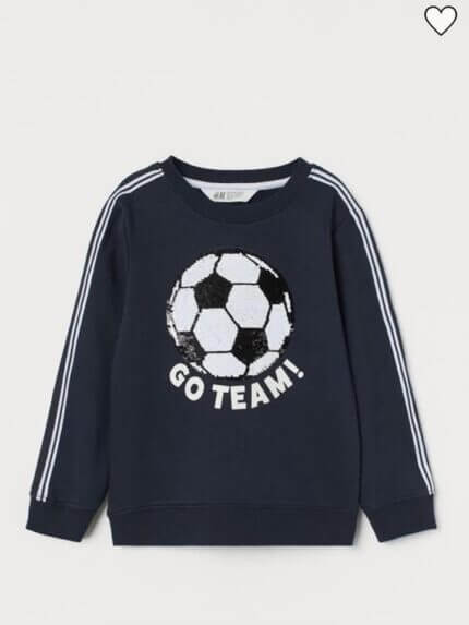Sweatshirt garçon Go Team – Sequins réversibles football et basketball