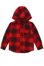 Chemise à capuche garçon à carreaux – 5 couleurs, du 2 au 12 ans