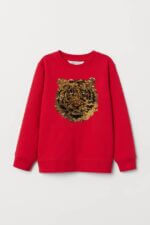 Sweatshirt garçon tigre – Sequins réversibles rouge - Image 2