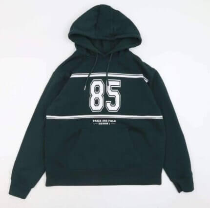 Sweat à capuche femme “85 Track & Field” – Vert foncé & rose poudré