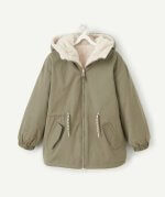 Veste fille TAPE À L’ŒIL double face – Fourrure & kaki