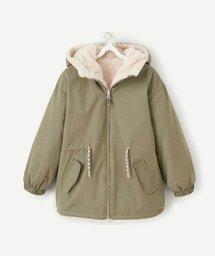 IMAGE 2025-11-26 12:13:30 Veste fille TAPE À L’ŒIL double face – Fourrure & kaki - Image 1