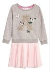 Robe sweat fille H&M grise – Papillons & jupe rose