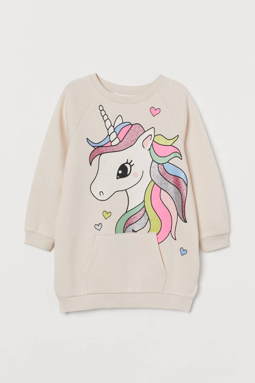 IMAGE 2025-11-26 18:04:09 Sweat long fille licorne beige β H&M - Image 1