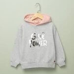 Sweat fille gris à capuche « Girl Power »