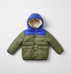 🧥 Veste matelassée d’hiver pour garçon – bicolore avec capuche chaude