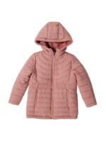 Manteau fille rose avec capuche – Doublure chaude – 5 à 14 ans
