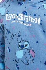 Sweat à capuche fille Lilo & Stitch bleu imprimé – Confort & style - Image 3