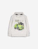 Sweat garçon camion gris avec col croisé – style confortable
