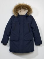Veste garçon Kiabi bleu marine – Capuche fourrure