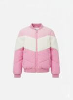Veste bomber fille chaude avec bande sherpa – Rose & Bleu – 1 à 14 ans