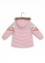 Doudoune fille hiver rose avec capuche fourrure – 6 à 14 ans - Image 2