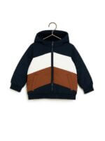 Veste garçon tricolore Grain de Blé – Bleu Marine / Blanc / Marron – 5 ans