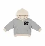 Sweat à capuche bébé garçon gris avec détail beige (6 mois à 3 ans)