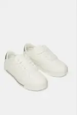 Baskets fille blanches à semelle plateforme avec détail argenté - Image 2