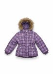 Veste fille matelassée à carreaux – Violet avec capuche fourrée