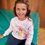 Sweat rose à imprimé princesses pour fille