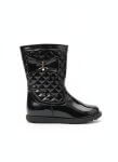 Bottes noires vernies fille avec nœud décoratif