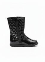 Bottes noires vernies fille avec nœud décoratif - Image 2