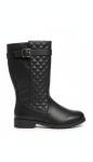Bottes filles noires matelassées avec boucle décorative