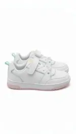 Baskets fille blanches à scratch avec détails pastel