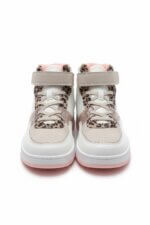 Baskets montantes fille beige et blanc à imprimé léopard pailleté - Image 3