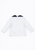 Haut Fille Blanc à Col Velours Contrasté - Image 2