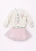 Ensemble fille 3 pièces élégante – T-shirt, veste et jupe en tulle (1–8 ans) - Image 3